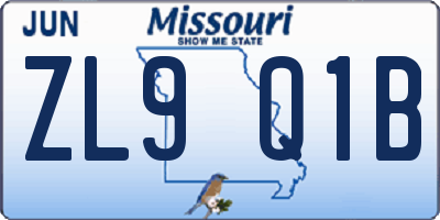MO license plate ZL9Q1B