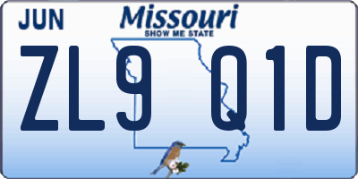 MO license plate ZL9Q1D