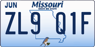 MO license plate ZL9Q1F