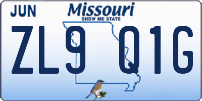 MO license plate ZL9Q1G