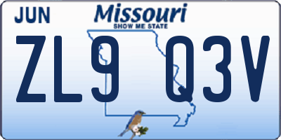 MO license plate ZL9Q3V