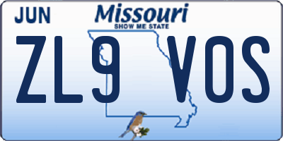 MO license plate ZL9V0S