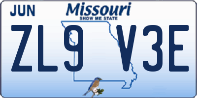 MO license plate ZL9V3E