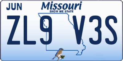 MO license plate ZL9V3S