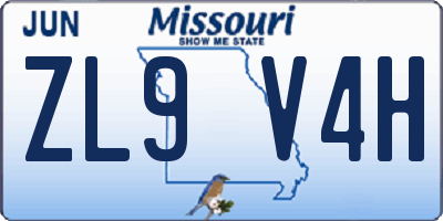 MO license plate ZL9V4H
