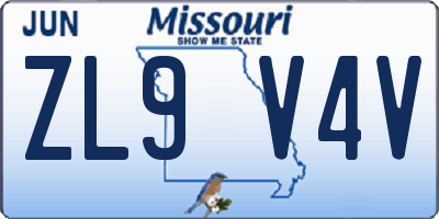 MO license plate ZL9V4V