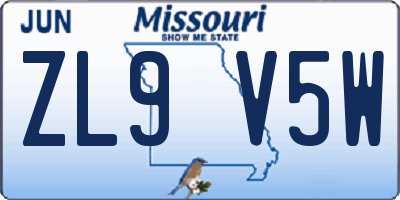 MO license plate ZL9V5W