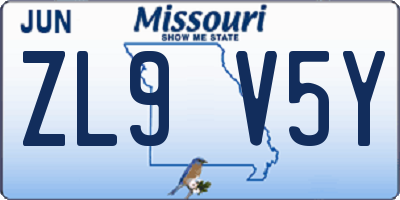 MO license plate ZL9V5Y