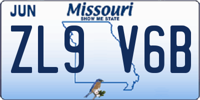 MO license plate ZL9V6B