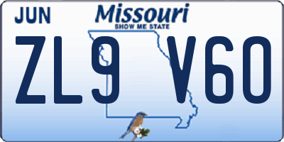 MO license plate ZL9V6O