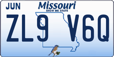 MO license plate ZL9V6Q