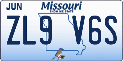 MO license plate ZL9V6S