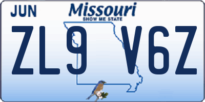 MO license plate ZL9V6Z