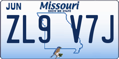 MO license plate ZL9V7J