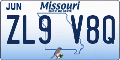 MO license plate ZL9V8Q