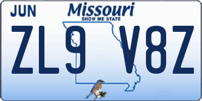 MO license plate ZL9V8Z