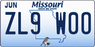 MO license plate ZL9W0O