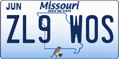 MO license plate ZL9W0S