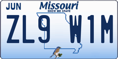 MO license plate ZL9W1M