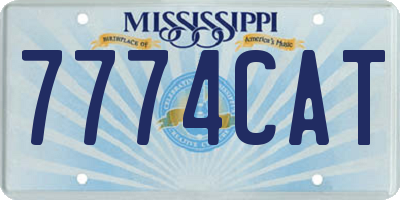 MS license plate 7774CAT