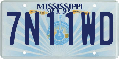 MS license plate 7N11WD