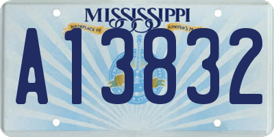 MS license plate A13832