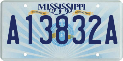 MS license plate A13832A