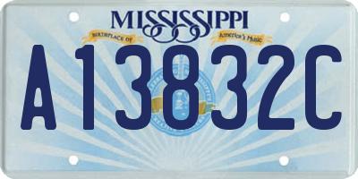 MS license plate A13832C