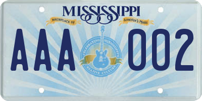 MS license plate AAA002