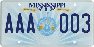 MS license plate AAA003