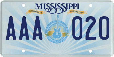 MS license plate AAA020