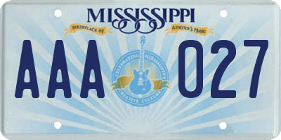 MS license plate AAA027