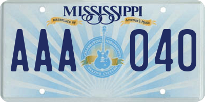 MS license plate AAA040