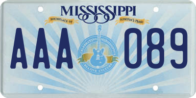 MS license plate AAA089