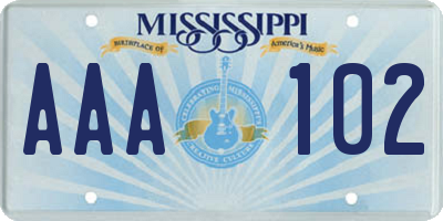 MS license plate AAA102