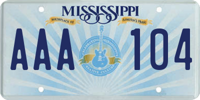 MS license plate AAA104