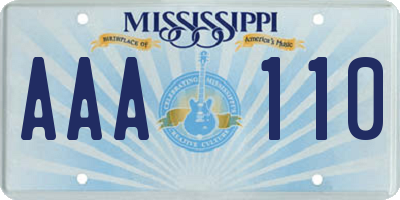 MS license plate AAA110