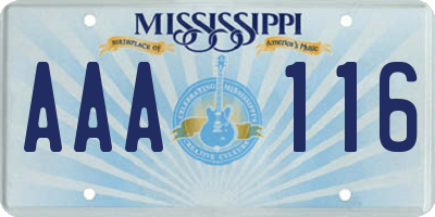 MS license plate AAA116