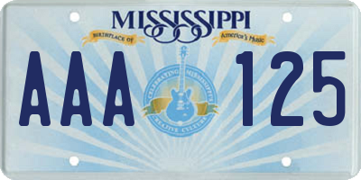 MS license plate AAA125