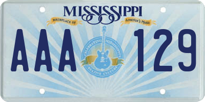 MS license plate AAA129