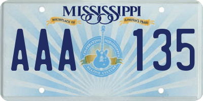 MS license plate AAA135
