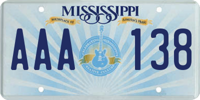 MS license plate AAA138
