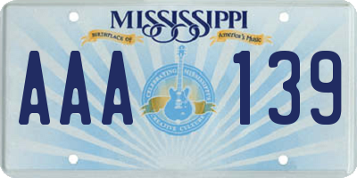 MS license plate AAA139