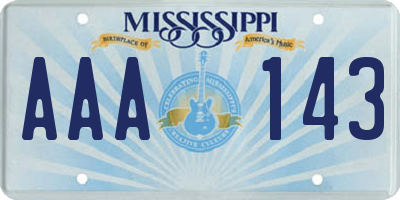 MS license plate AAA143