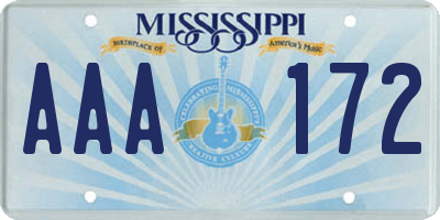 MS license plate AAA172