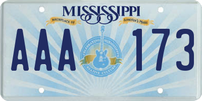 MS license plate AAA173
