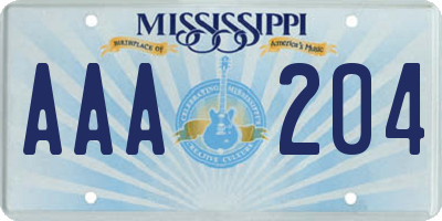 MS license plate AAA204
