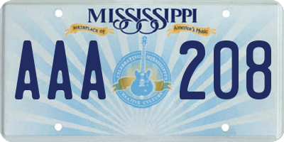 MS license plate AAA208