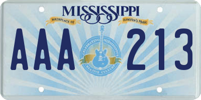 MS license plate AAA213