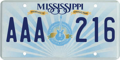 MS license plate AAA216